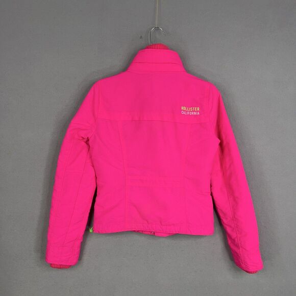 Hollister Jacket Womens Small Pink Bright Hot Neon Puffer Winter Coat Snow Ski - Picture 6 of 15